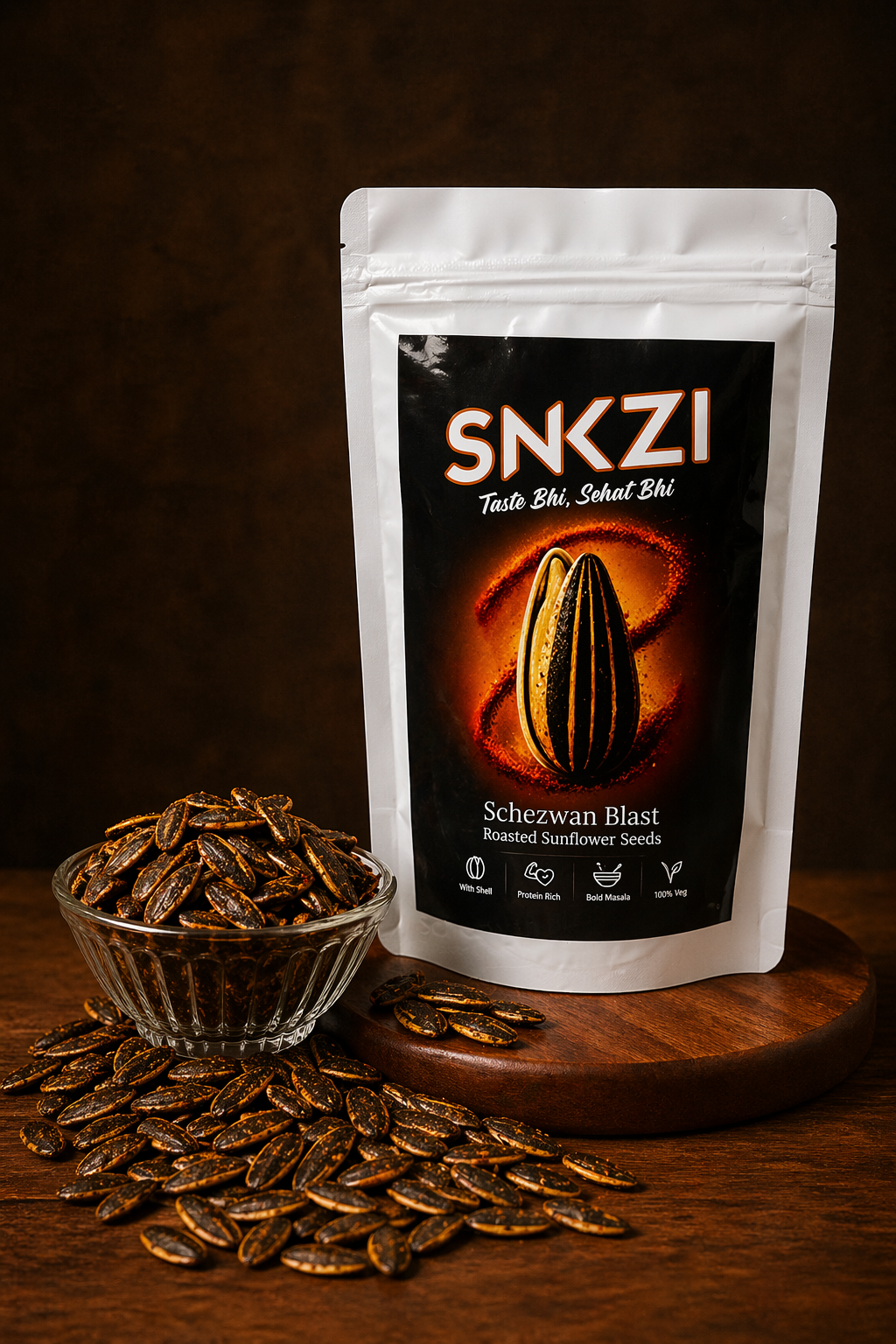 SNKZI Schezwan Blast Jumbo Sunflower Seeds With Shell | 100g