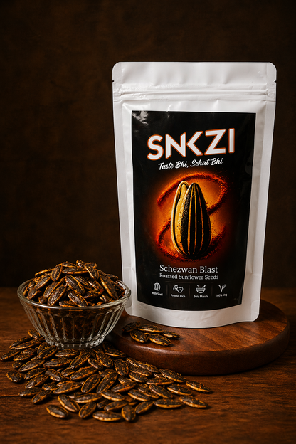SNKZI Schezwan Blast Jumbo Sunflower Seeds With Shell | 100g